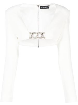 David Koma crystal-embellished cropped jacket - White