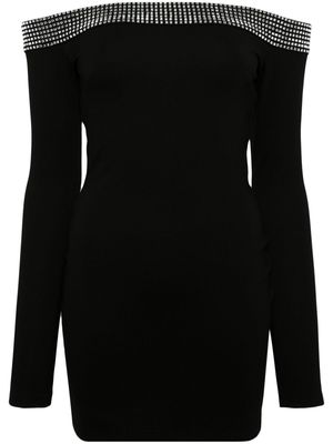 David Koma crystal-embellished off-shoulder dress - Black