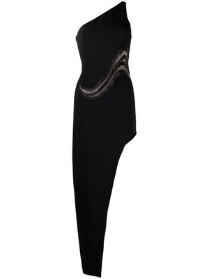 David Koma crystal-embellished one-shoulder dress - Black
