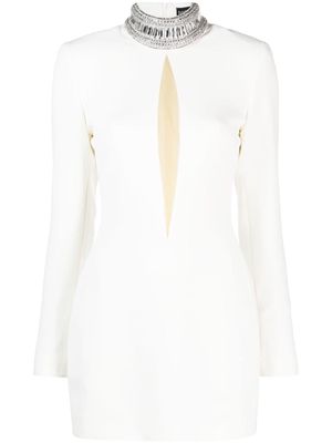David Koma crystal-embellished sheer-panelled dress - White