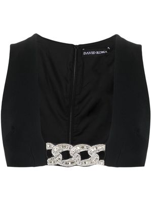 David Koma crystal-embellished sleeveless crop top - Black