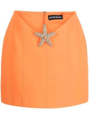 David Koma Crystal Starfish mini skirt - Orange