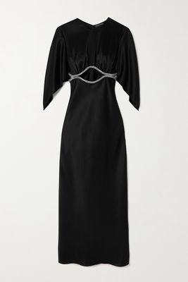 David Koma - Cutout Crystal-embellished Satin Midi Dress - Black