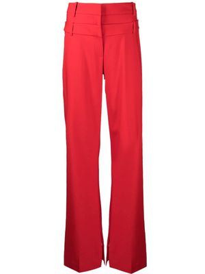 David Koma double-waistband wide-leg trousers - Red