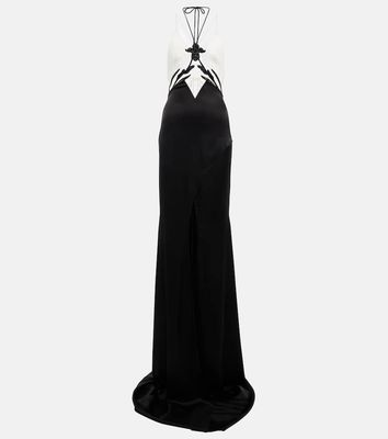 David Koma Embellished cady and satin gown