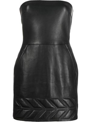 David Koma embossed-detail strapless leather dress - Black