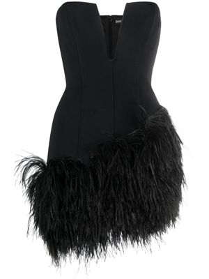 David Koma feather-trim off-shoulder minidress - Black