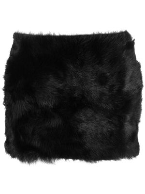 David Koma fleece-texture leather miniskirt - Black
