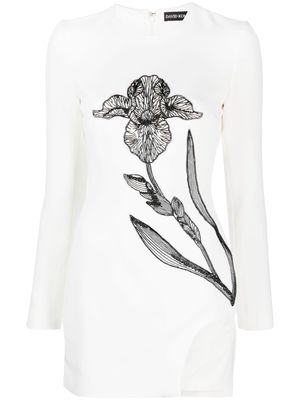 David Koma floral-embroidered beaded minidress - White