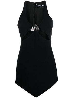 David Koma flower appliqué mini dress - Black