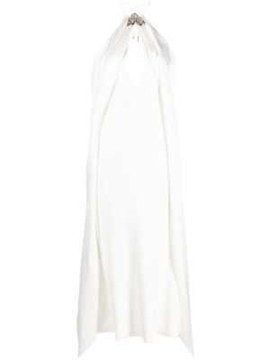 David Koma flower appliqué open-back dress - White