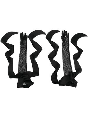 David Koma lace elbow-length gloves - Black