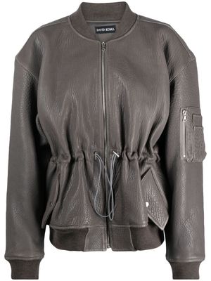 David Koma leather bomber jacket - Grey
