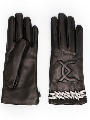 David Koma logo-embroidered gloves - Black