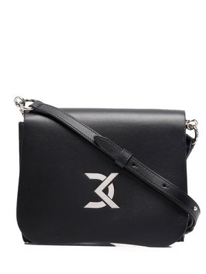 David Koma logo-lettering leather shoulder bag - Black