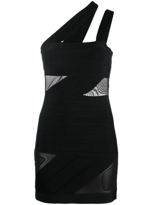 David Koma London mesh-insert mini dress - Black