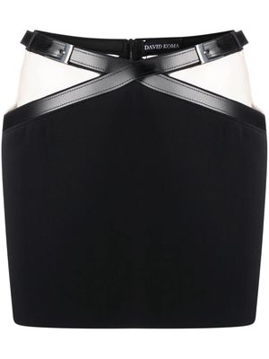 David Koma mesh-panel high-waist skirt - Black