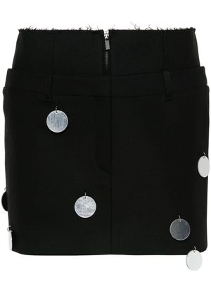 David Koma mirror-embellished twill mini skirt - Black
