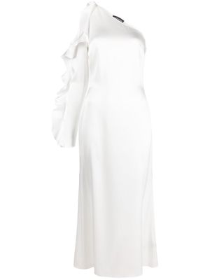 David Koma one-shoulder ruffled dress - White