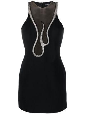 David Koma panelled crystal-embellished mini dress - Black