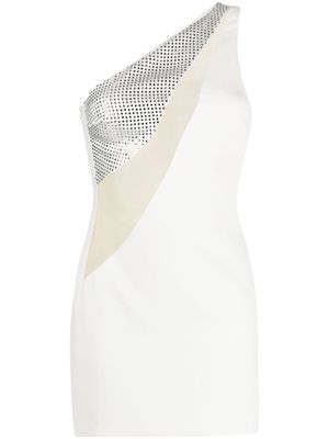 David Koma rhinestone-embellished one-shoulder minidress - White