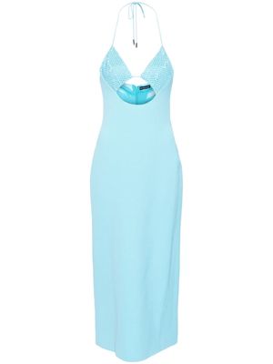 David Koma rhinestoned cut-out maxi dress - Blue