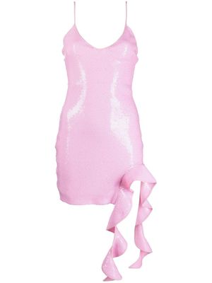 David Koma ruffle-detail sequined minidress - Pink