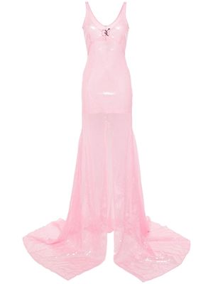 David Koma sequin-embellished logo-buckle dress - Pink