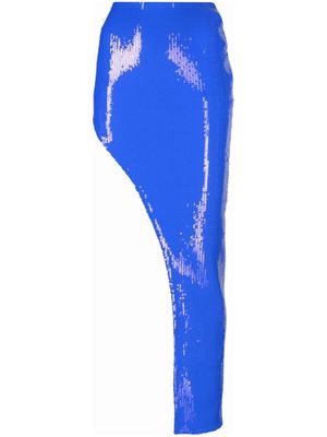 David Koma sequin-embellished slit skirt - Blue