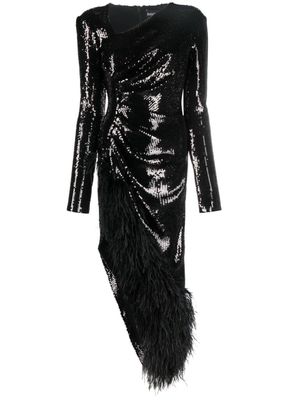 David Koma sequin-embellished V-neck midi dress - Black