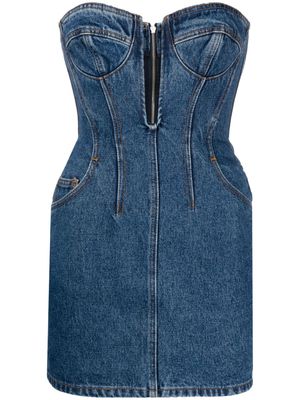 David Koma strapless bustier-style denim minidress - Blue