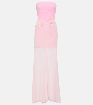 David Koma Tulle-trimmed ruched bustier gown