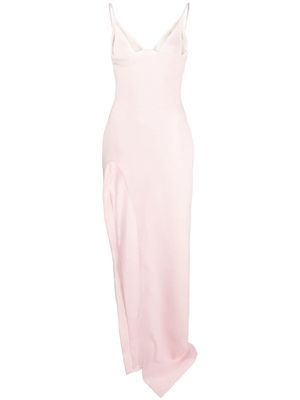 David Koma V-neck side-slit candy gown - Pink