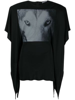David Koma Wolf Eyes-print T-shirt minidress - Black