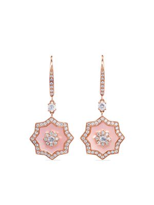 David Morris 18kt rose gold Astra diamond and mother-of-pearl drop earrings - Pink