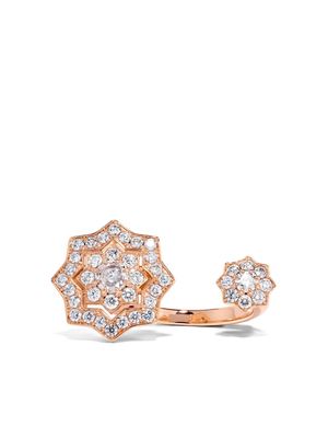 David Morris 18kt rose gold Astra diamond double ring - Pink