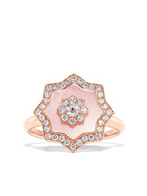 David Morris 18kt rose gold Astra mother-of-pearl and white ring - Pink