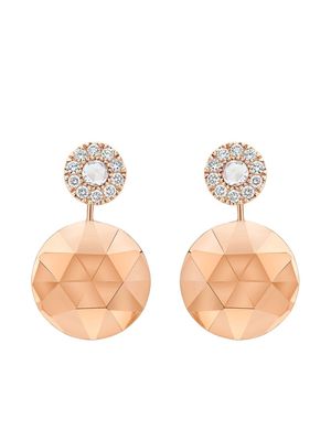 David Morris 18kt rose gold diamond Rose Cut Forever Geo Disc earrings - Pink