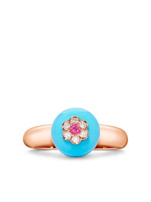 David Morris 18kt rose gold diamond turquoise Berry ring - Pink