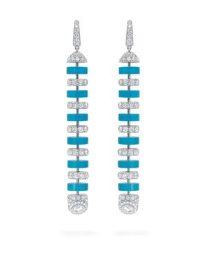 David Morris 18kt white gold Asiyah diamond drop earrings - Blue