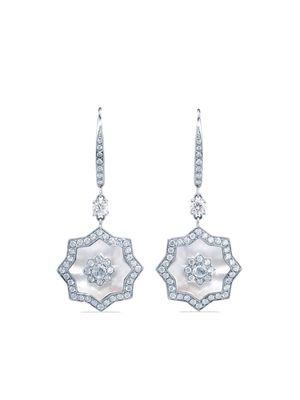 David Morris 18kt white gold Astra diamond and mother-of-pearl drop earrings - Silver