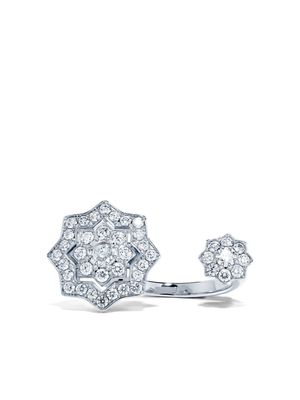 David Morris 18kt white gold Astra diamond double ring - Silver