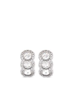 David Morris 18kt white gold diamond mini hoop earrings - Silver