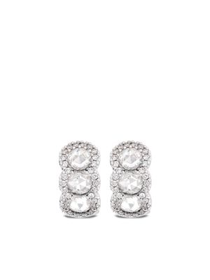 David Morris 18kt white gold diamond mini hoop single earring - Silver