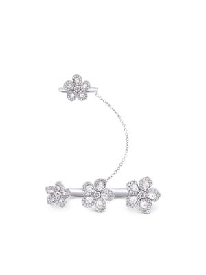 David Morris 18kt white gold Miss Daisy 4 Flower Chain diamond ing - Silver
