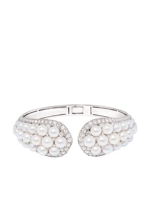 David Morris 18kt white gold Pearl Rose Deco diamond bangle - Silver