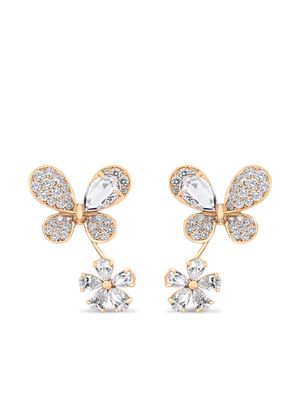 David Morris 18kt yellow gold Pixie diamond drop earrings - Pink