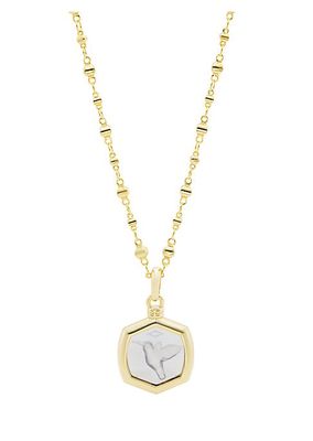 Davie 24K-Gold-Plated & Glass Butterfly Intaglio Pendant Necklace