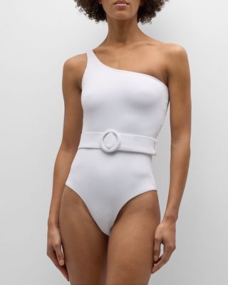 Davina Asymmetric Belted One-Piece Swimsuit