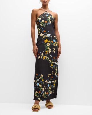 Davis Floral Jersey Maxi Halter Dress
